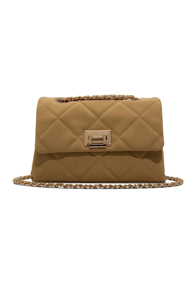 Geanta crossbody din piele ecologica cu bareta din lant Simkee, Bej
