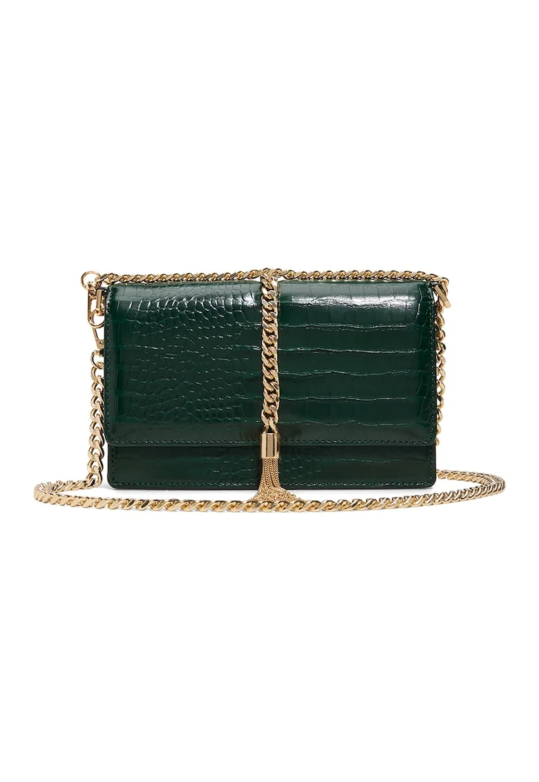 Geanta crossbody cu bareta din lant Lilitha, Verde padure
