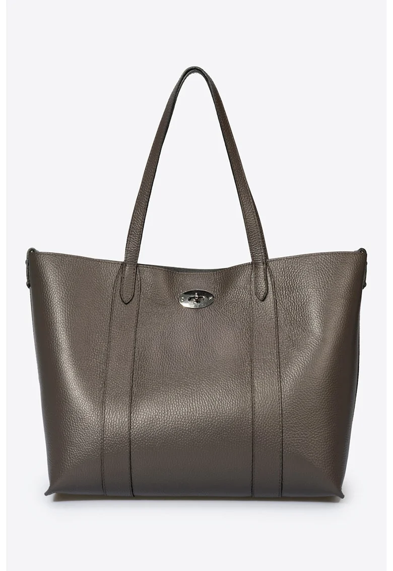 Geanta shopper din piele, Maro inchis