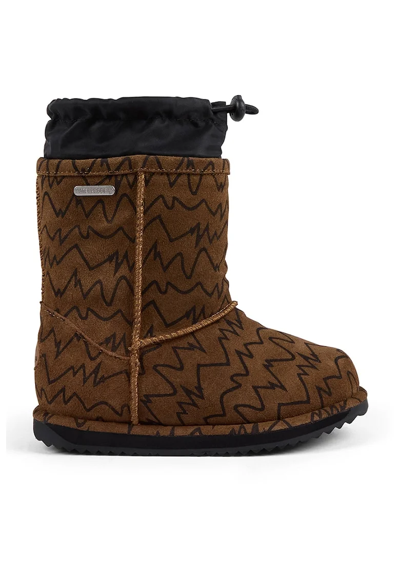 Ghete slip-on impermeabile cu model, Maro inchis