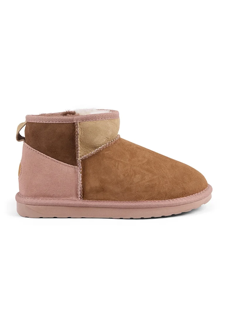 Ghete slip-on de piele intoarsa cu model colorblock, Caramel/Roz prafuit/Bej deschis