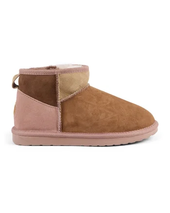 Ghete slip-on de piele intoarsa cu model colorblock, Caramel/Roz prafuit/Bej deschis