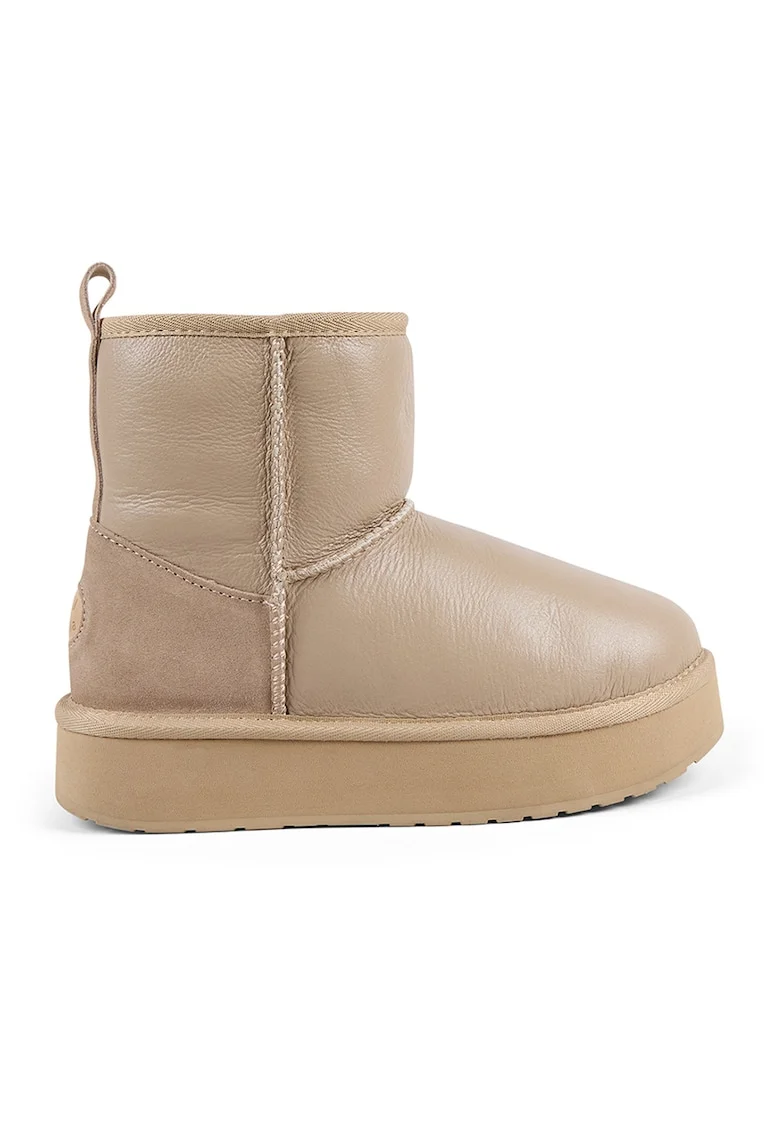 Ghete slip-on de piele, cu finisaj impermeabil, Maro nisip