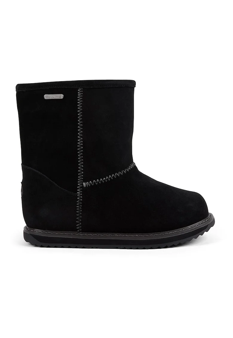 Ghete slip-on impermeabile de piele intoarsa, Negru