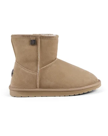 Ghete slip-on de piele intoarsa cu logo discret, Bej deschis