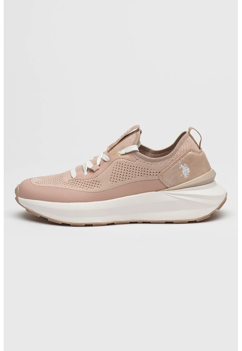 Pantofi sport slip-on cu aspect tricotat Ginny, Alb/Piersica