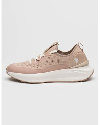 Pantofi sport slip-on cu aspect tricotat Ginny, Alb/Piersica