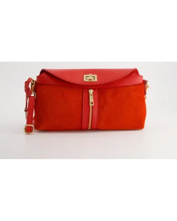 Geanta crossbody din piele intoarsa si ecologica