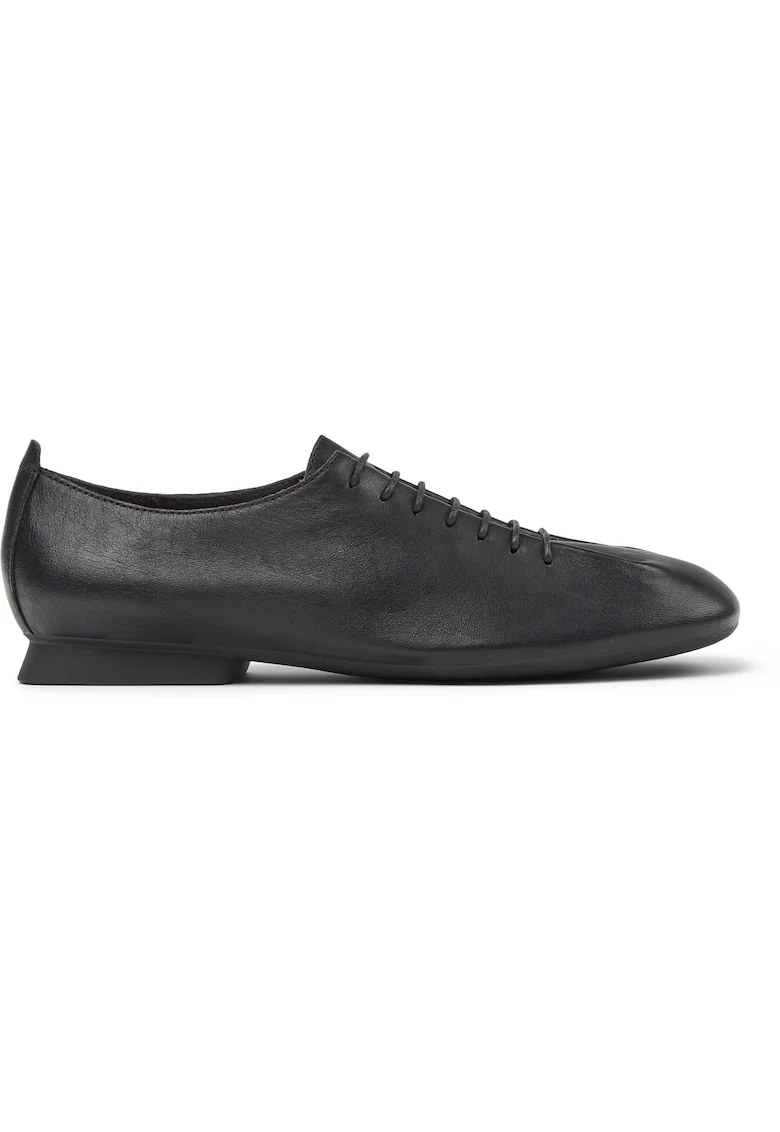 Pantofi slip-on cu varf patrat si talpa plata Casi Myra, Negru