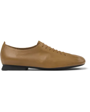 Pantofi slip-on cu varf patrat si talpa plata Casi Myra, Maro