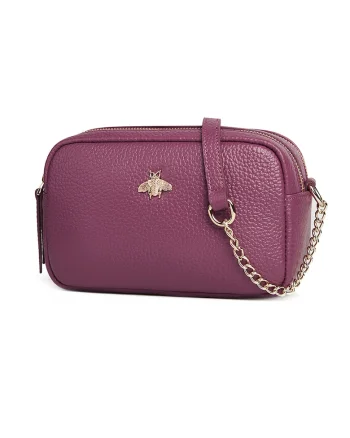 Geanta crossbody din piele Elsa, Violet tyrian