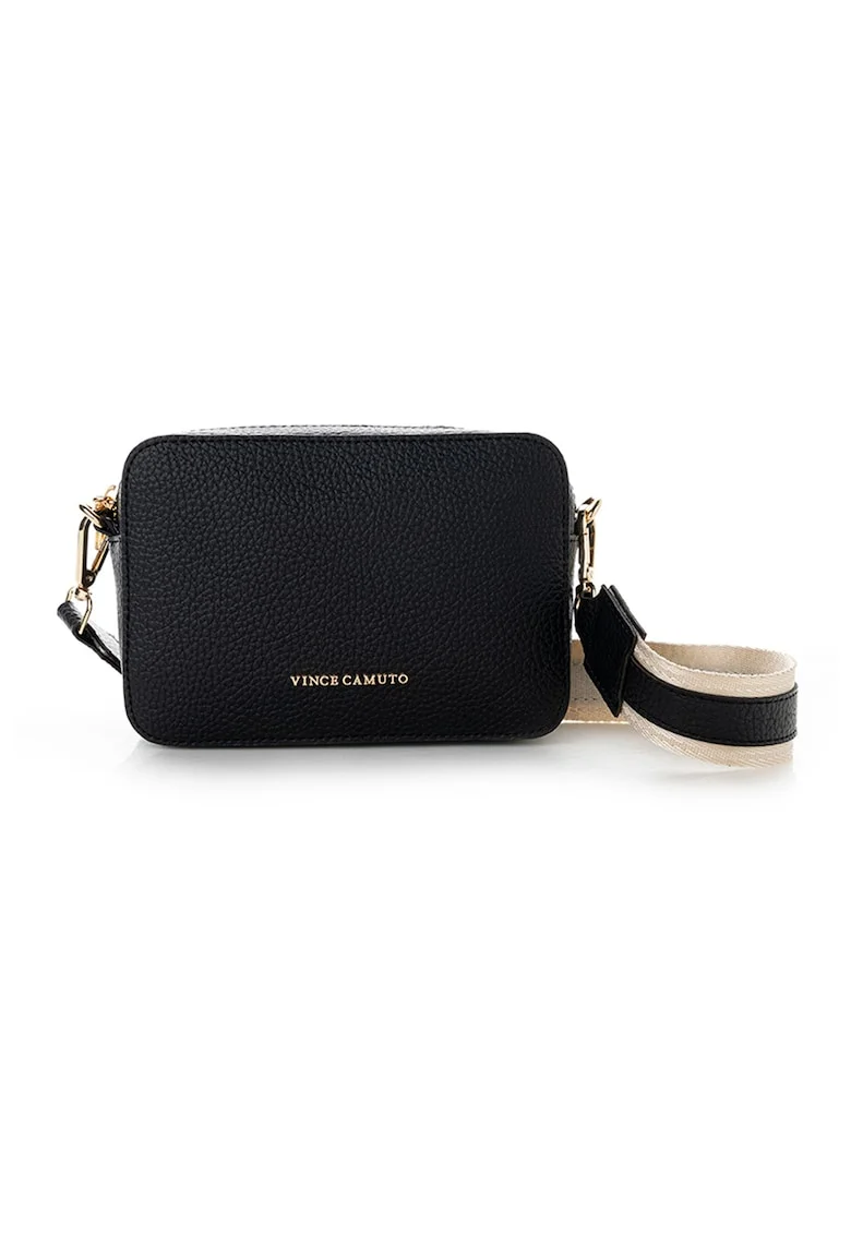 Geanta crossbody  din piele ecologica, Alb fildes/Negru, 13 x 19 x 6 CM