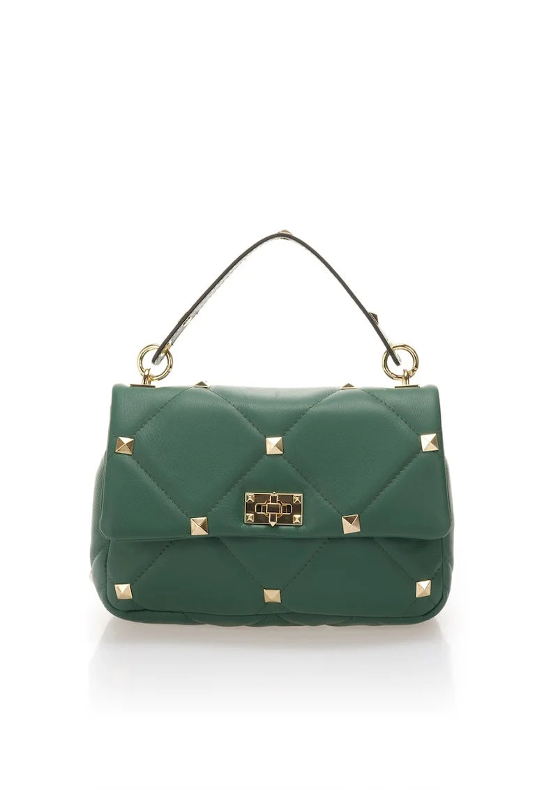 Geanta crossbody, de piele cu tinte, Verde