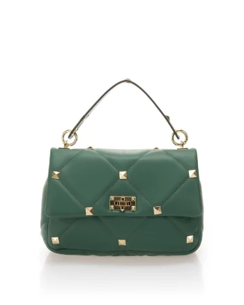 Geanta crossbody, de piele cu tinte, Verde