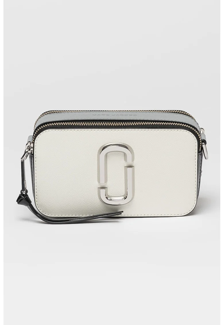 Geanta crossbody din piele The Snapshot, Negru/Alb murdar