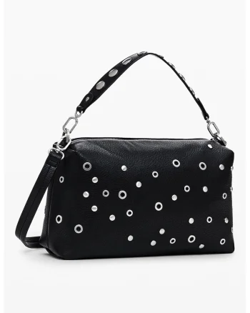 Geanta crossbody cu nituri aplicate, Negru
