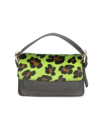 Geanta crossbody de piele si piele cu par scurt