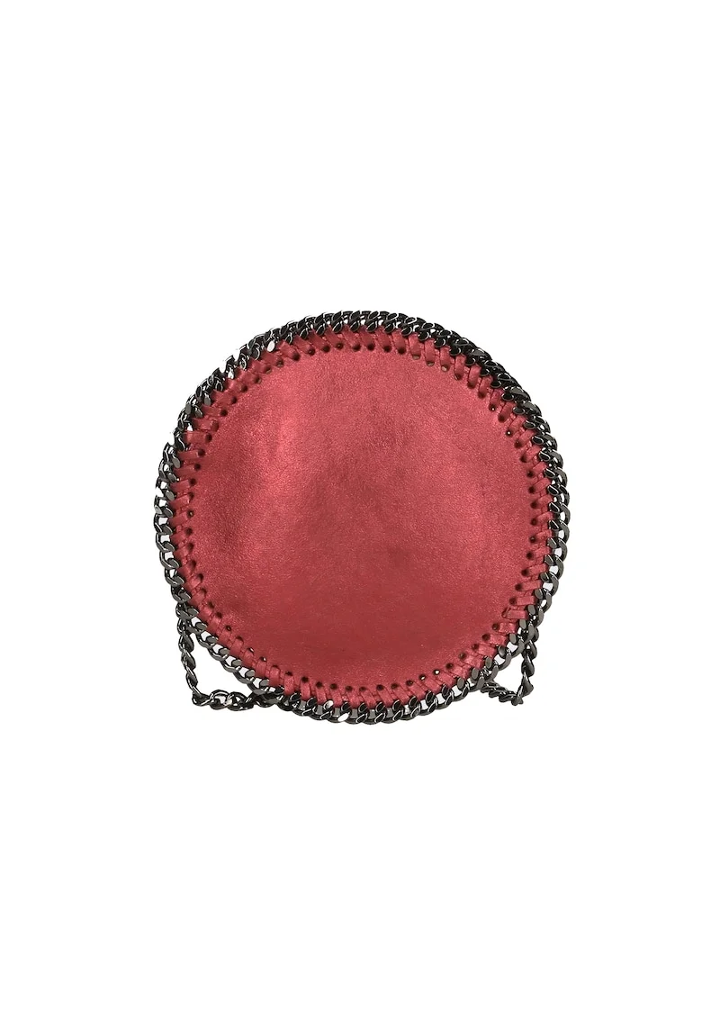 Geanta crossbody cu insertii lant, Visiniu