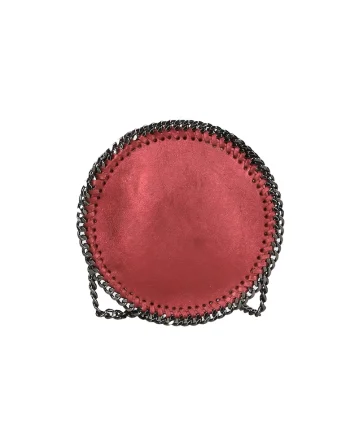 Geanta crossbody cu insertii lant, Visiniu