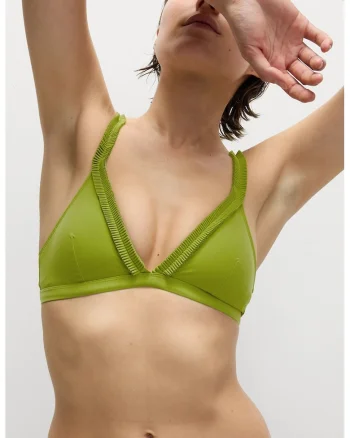 Sutien de baie cu burete si cupe triunghiulare, Verde lime
