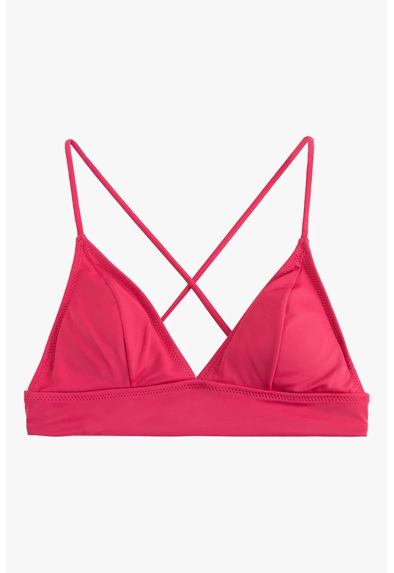 Sutien de baie cu cupe triunghiulare si model uni, Fucsia