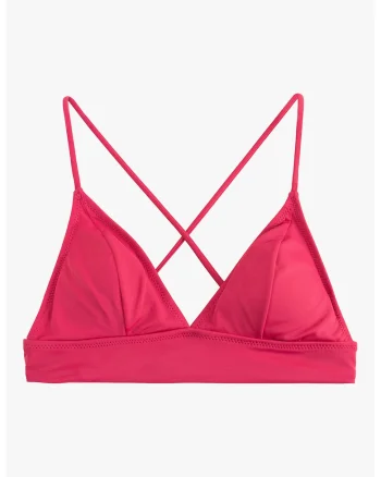 Sutien de baie cu cupe triunghiulare si model uni, Fucsia
