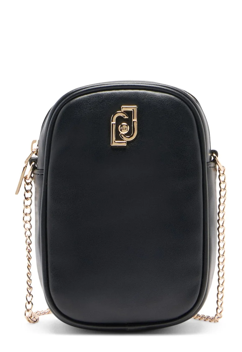 Geanta crossbody din piele ecologica cu bareta din lant, Negru