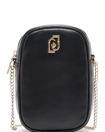 Geanta crossbody din piele ecologica cu bareta din lant, Negru