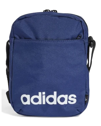 Geanta crossbody cu logo contrastant Linear, Alb/Albastru inchis