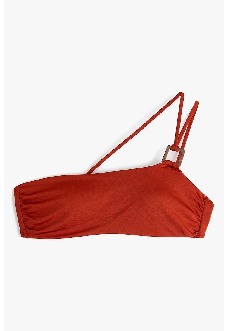 Sutien bralette de baie cu decolteu pe un umar, Rosu inchis