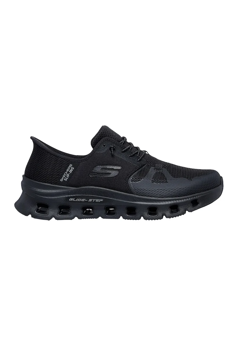 Pantofi sport slip-ins din material textil cu garnituri dinn material sintetic Glide Step Pro, Negru