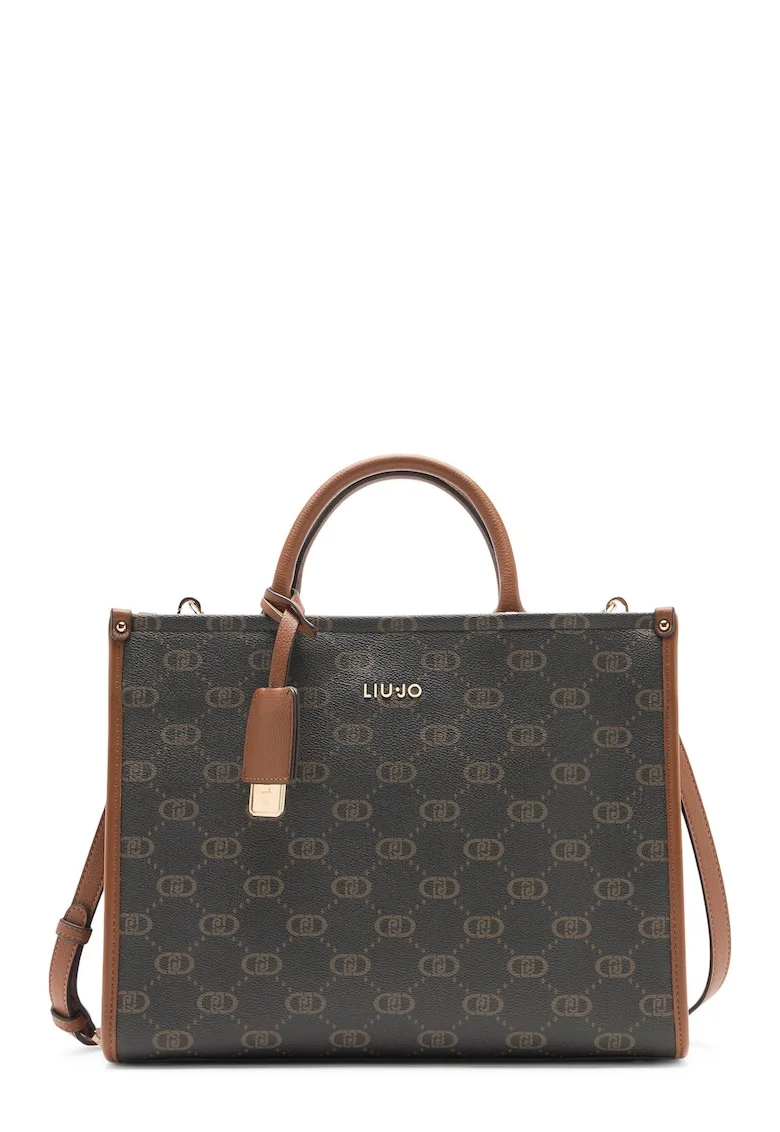 Geanta crossbody cu logo, Maro cognac