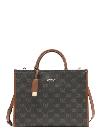 Geanta crossbody cu logo, Maro cognac
