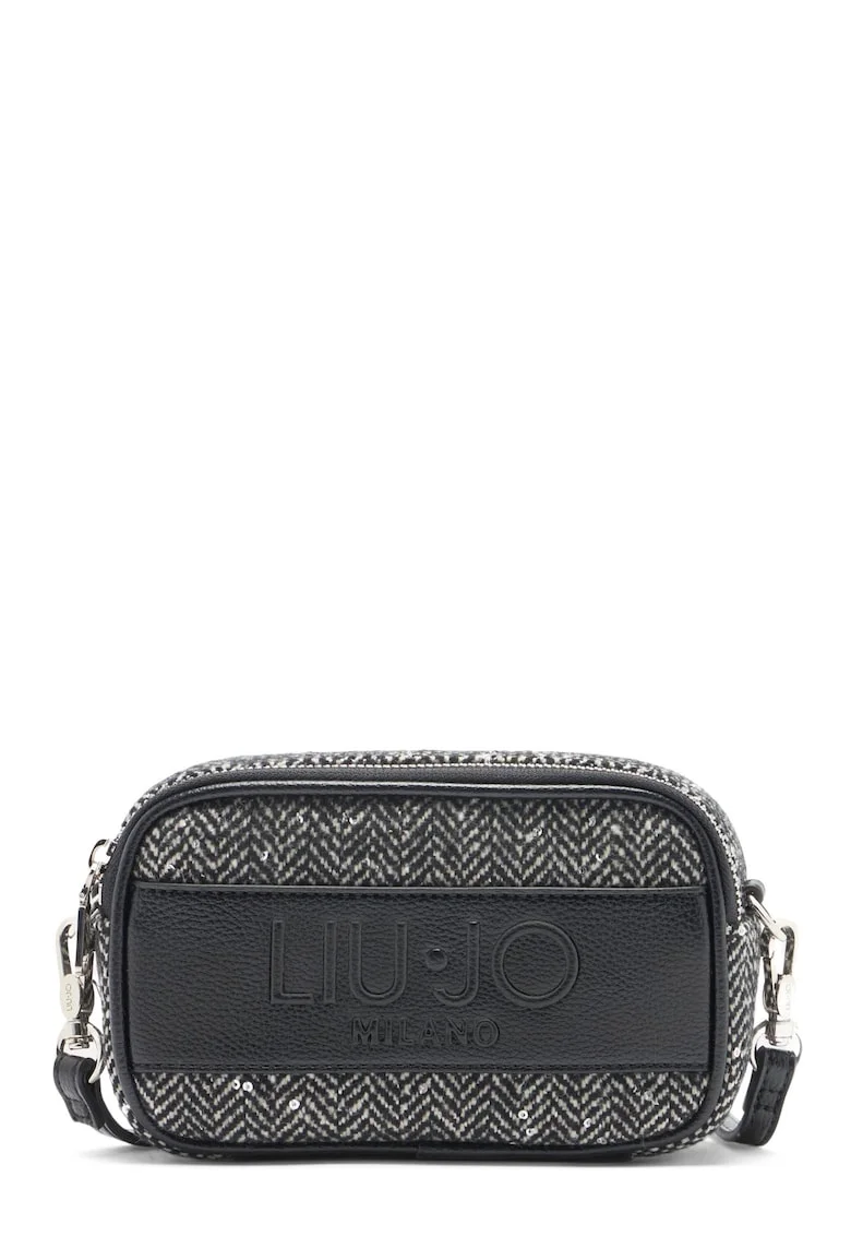Geanta crossbody cu detaliu logo, Negru