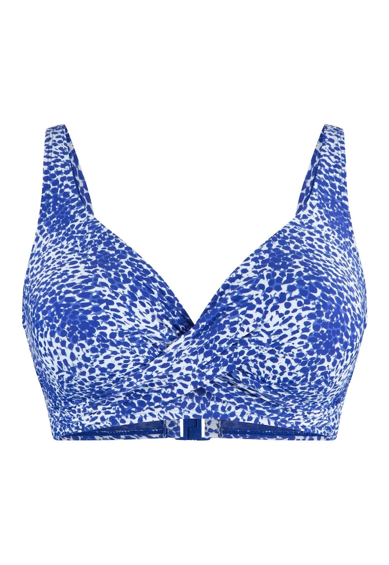 Sutien de baie cu model, Alb/Albastru royal