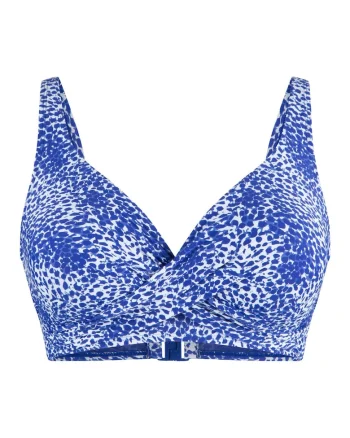 Sutien de baie cu model, Alb/Albastru royal
