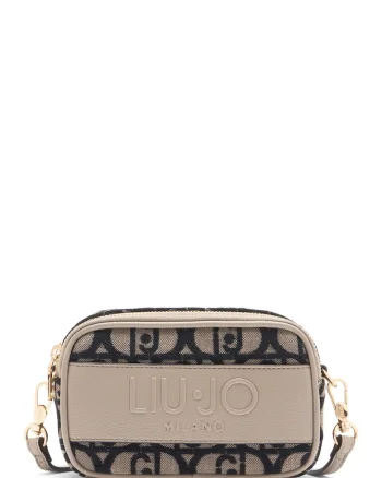 Geanta crossbody cu logo, Negru/Bej