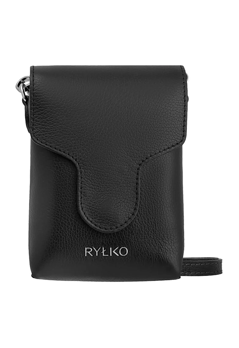 Geanta crossbody din piele cu model uni, Negru