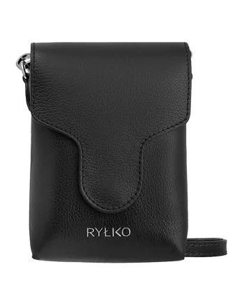 Geanta crossbody din piele cu model uni, Negru