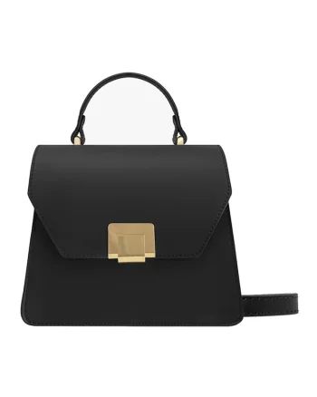 Geanta crossbody din piele cu bareta detasabila, Negru