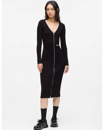 Rochie tricotata fin cu croiala bodycon, Negru