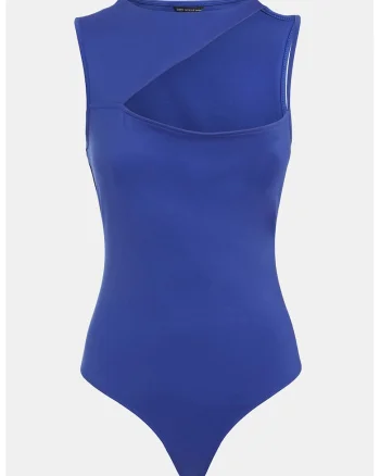 Body cu decolteu asimetric, Albastru