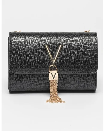 Geanta crossbody cu bareta din lant Divina, Auriu/Negru