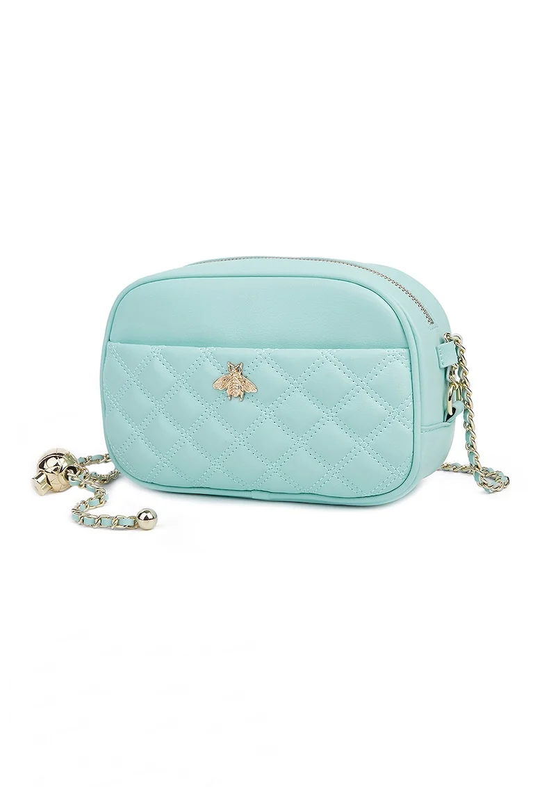 Geanta crossbody din piele cu aspect matlasat Vance, Verde deschis