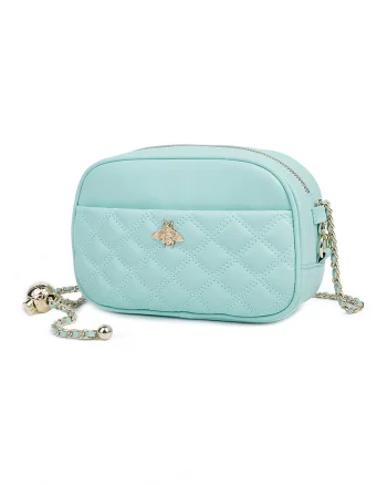 Geanta crossbody din piele cu aspect matlasat Vance, Verde deschis