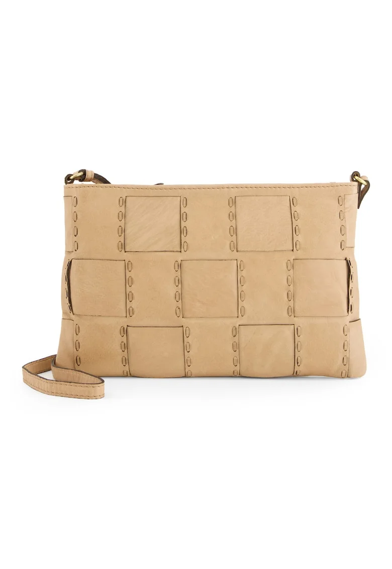 Geanta dama,  crossbody, piele naturala, bej, 29x18x1cm