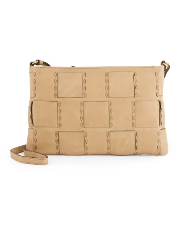 Geanta dama,  crossbody, piele naturala, bej, 29x18x1cm