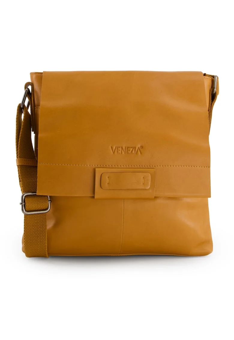 Geanta crossbody  piele naturala, maro, 29x31x5cm, 4 buzunare interioare, 1 buzunar exterior