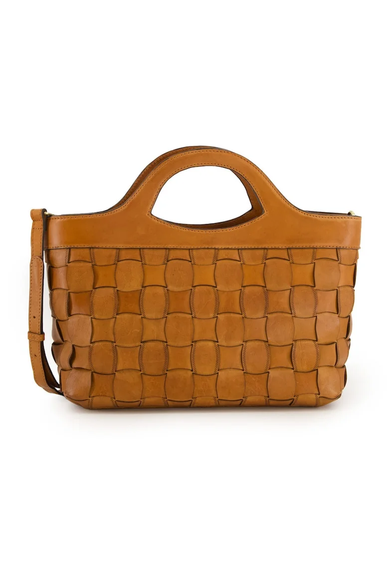 Geanta crossbody pentru femei,  piele naturala, maro, 25x40x12cm, 4 compartimente interioare, curea detasabila 122cm