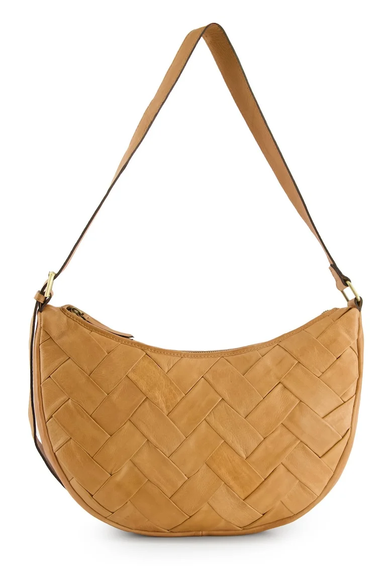 Geanta dama  crossbody, piele naturala, maro, 35x23x8cm, 3 buzunare interioare, 1 buzunar exterior